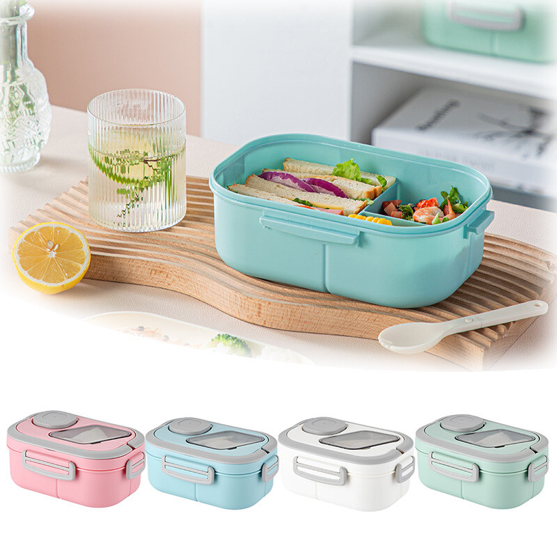 40oz Adult Bento Box with Multiple Compartments Food Safe PP Handle  