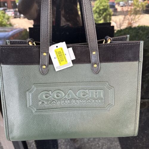 💘Coach Field Tote 30 Brass/Amazon Green Multi In Colorblock With Coach Badge💕 - 第 6/6 張圖片