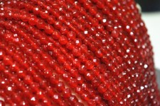 Faceted 4mm Brazil Red Jade Gemstone Round Loose Beads 15'' Strand
