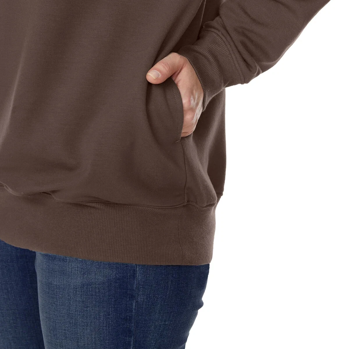 OFF WHITE Pullover donna Buffalo felpa con cappuccio pile manica lunga con tasche XS–3X nuovo con etichette