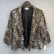 Dressbarn Womens Blazer Size Large Multicolor Animal Print Open New Tags
