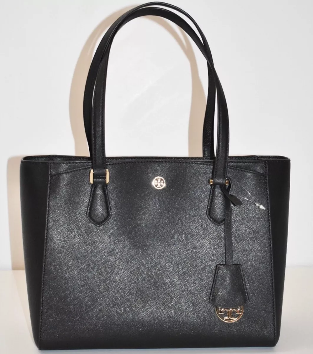 Tory Burch Robinson Small Leather Tote In Black