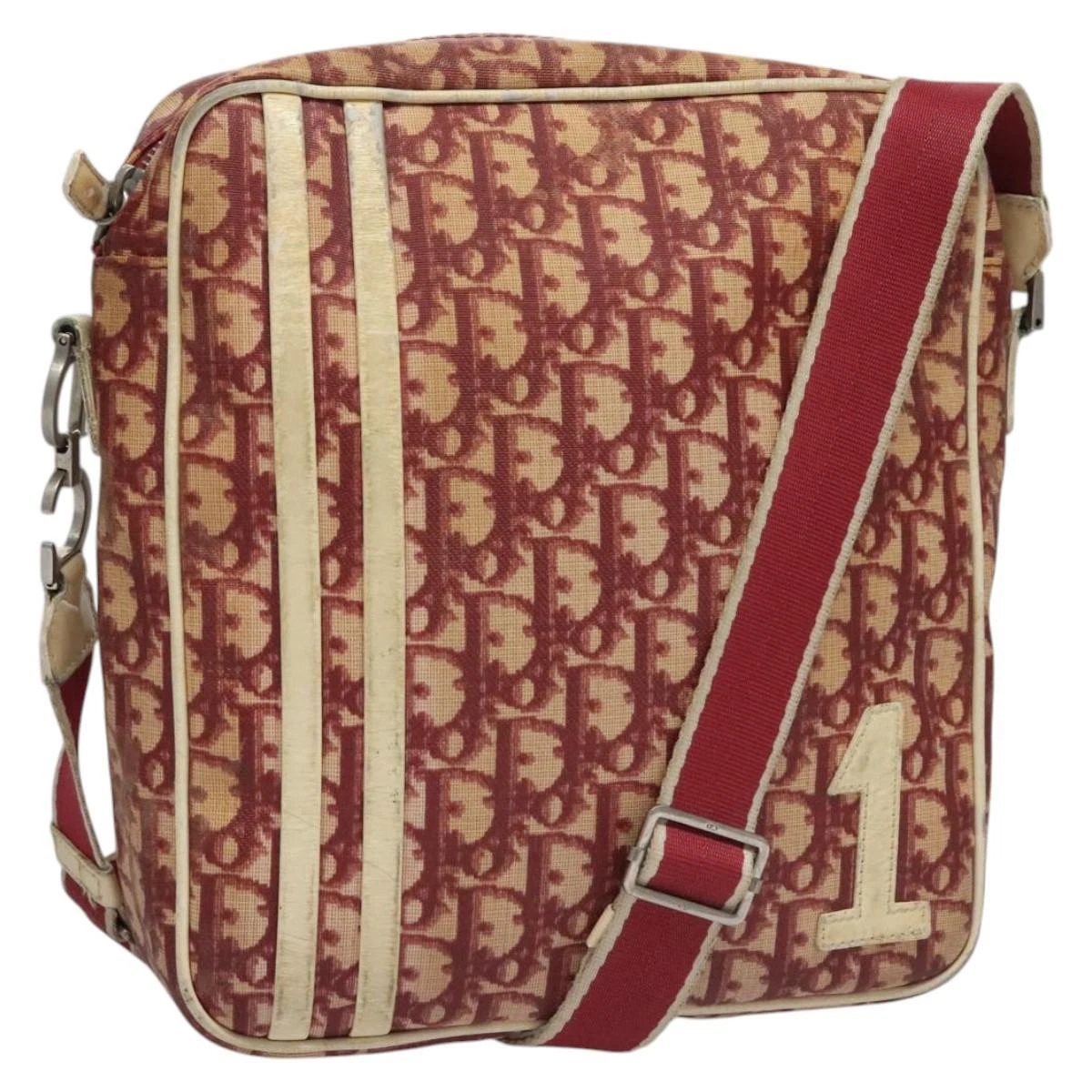 Sac bandoulière Christian Dior trotteur toile rouge authentique mr1116