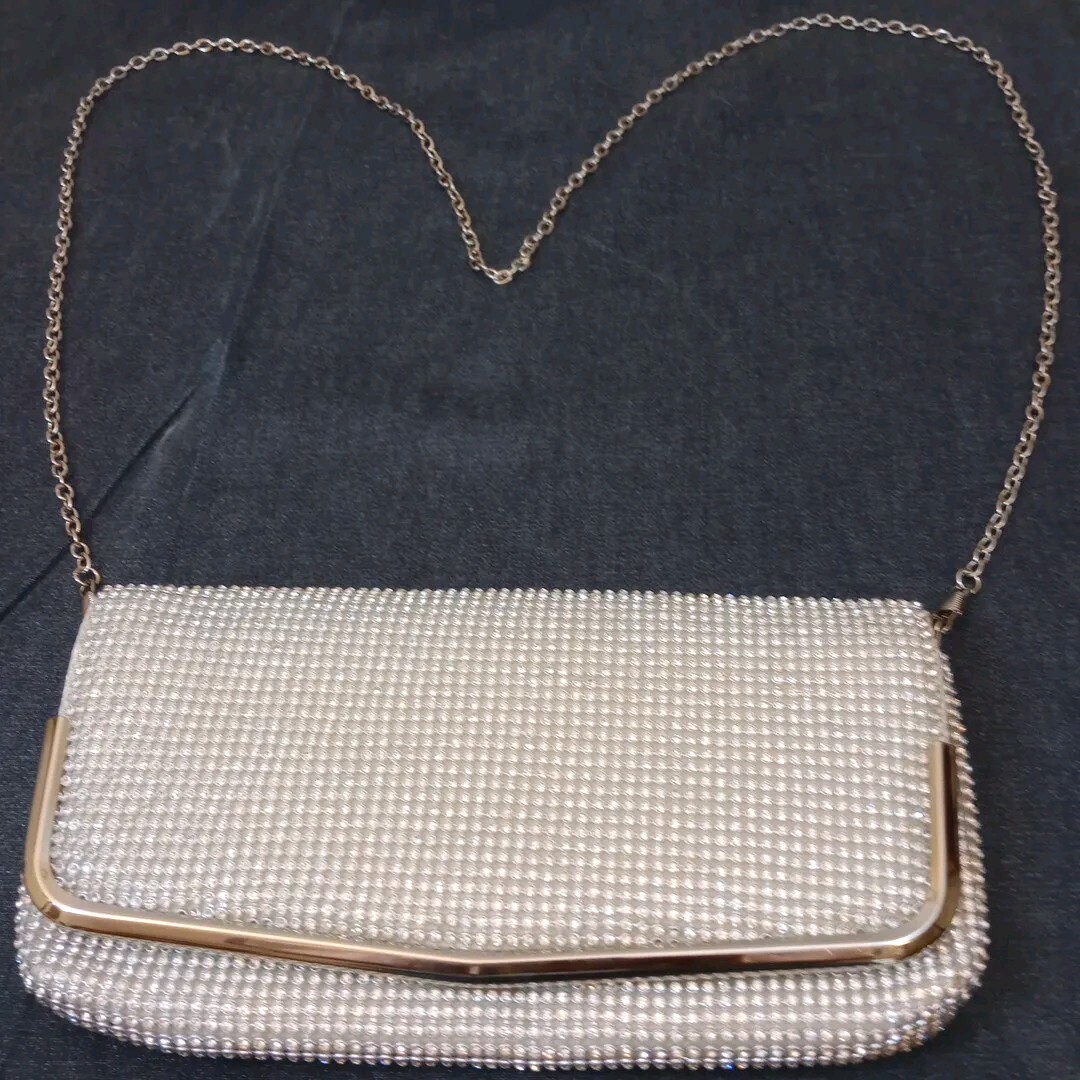 Lulu Townsend Rhinestone Silver Sparkly Beaded handbag purse