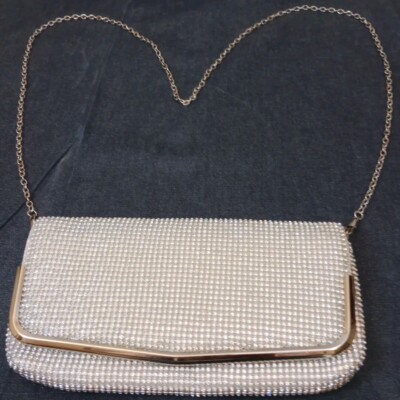 Lulu Townsend Rhinestone Silver Sparkly Beaded handbag purse