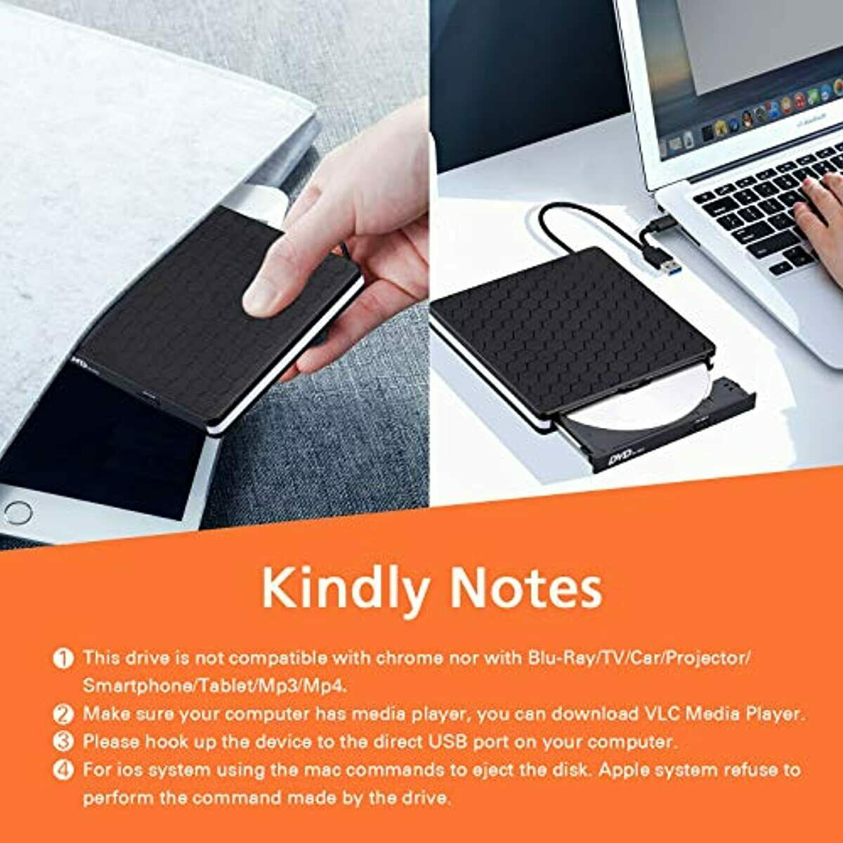 External DVD Drive, Amicool USB 3.0 Type-C USB Type A - External ODD&HDD Device