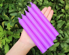 Lot of 5 x 6" Taper Candles: PURPLE  (Spell Candles Altar Ritual Household