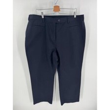 Lands' End Navy Button Closure Side Pockets Belt Loops Womens Chino Pants
