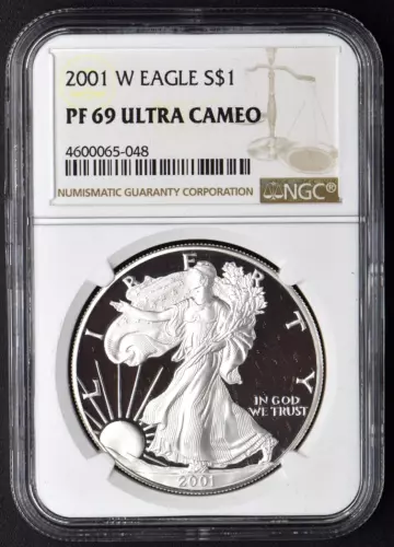 2001-W Silver Eagle PF-69 NGC Ultra Cameo West Point $1 - COINGIANTS -