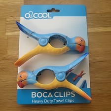 O2COOL Set of 2 Parrot Boca Clips Beach Towel Holders NEW IN PKG