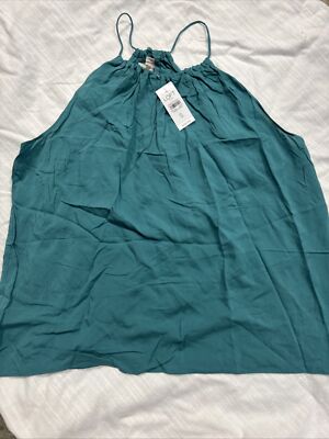 LOFT NWT Green Flutter High Neck Sleeveless Top Size S