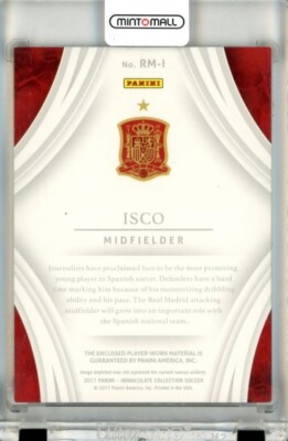 2017 Panini Immaculate イスコ メモラビリアカード 2017 Panini Immaculate Isco Remarkable Memorabilia Patch