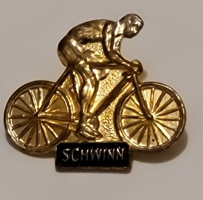 schwinn bicycle collectors Vintage Schwinn Bicycle Collectors Pin Man On Bike Lapel Pin Gold Tone