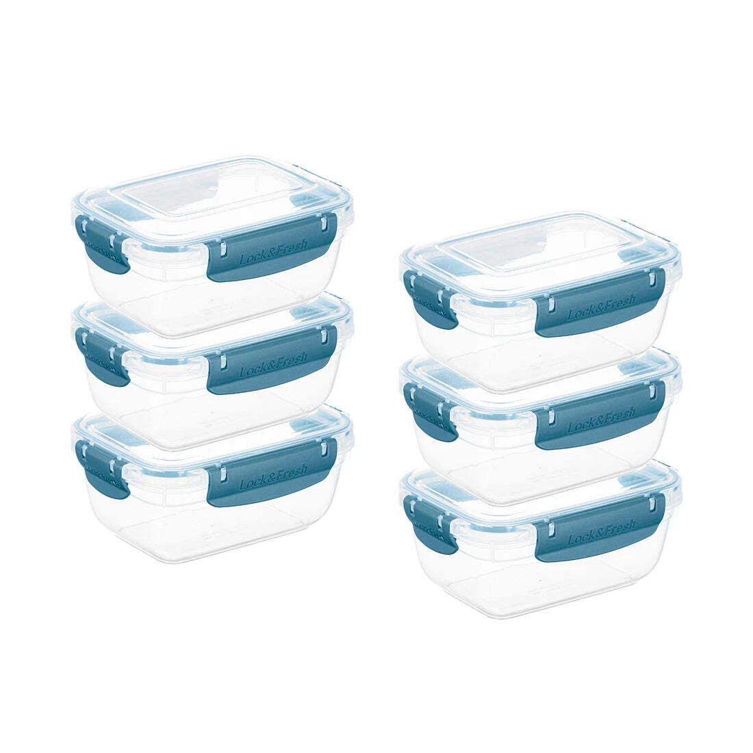 Superio Plastic Food Storage Containers, Airtight Lids, 27 oz., Blue, 6 pack