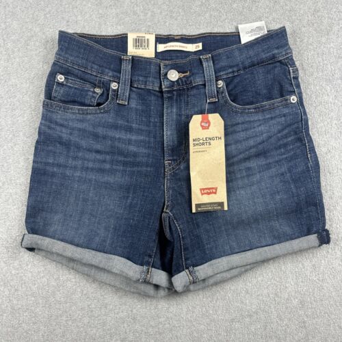 Levis Shorts Damen 25 (0) blau hypersoft mittellang Denim Jorts gerade 4" Neu mit Etikett