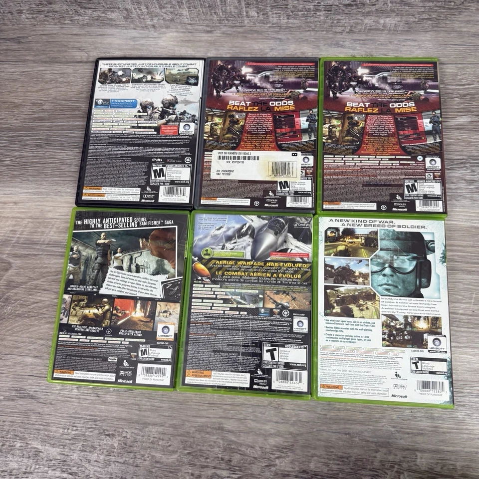Lot 6  Xbox 360 Tom Clancy Games Splinter Cell Rainbow Six Hawx 2 Ghost Recon - Image 2 of 4