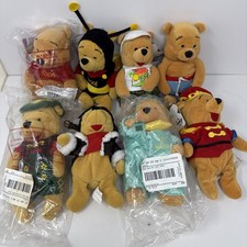 Lot 8 Vintage Disney Winnie The Pooh 8" Mini Bean Bag Plush NWT