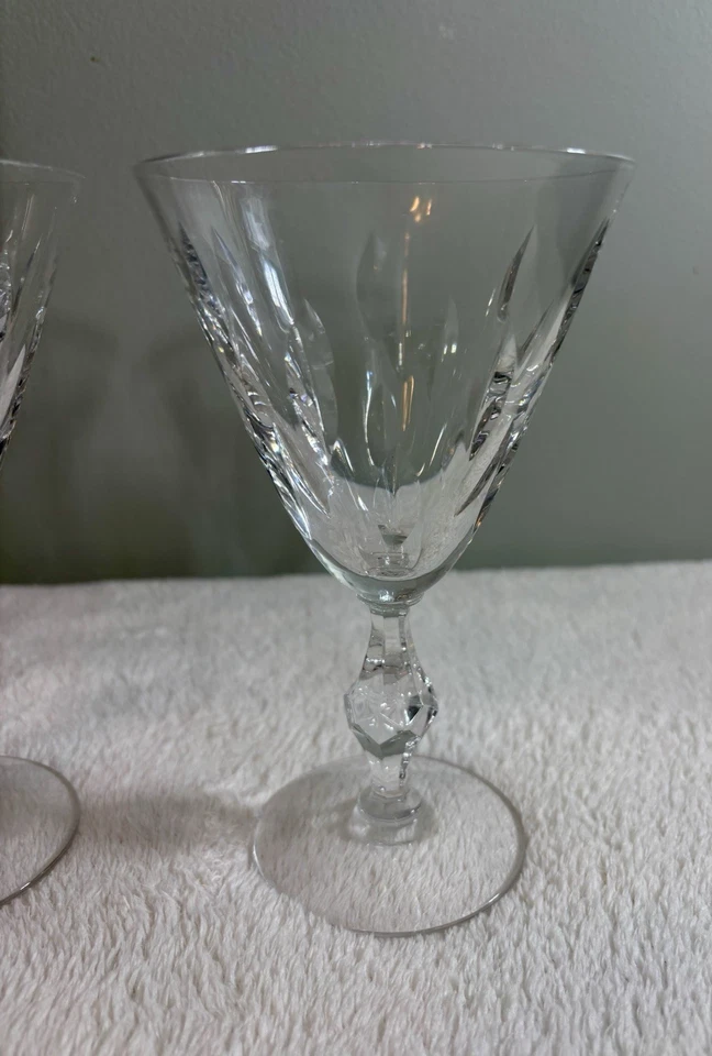 Juego de copas de agua Duncan & Miller “WILLOW” 6,6” corte hoja/2, vidrio soplado a mano EE. UU. Foto 3 de 4