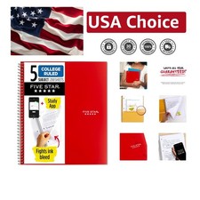 Five Star 5 Subject Spiral Notebook with Study App - 200 College Ruled Sheets