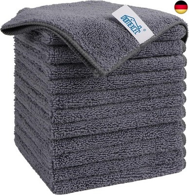 HOMEXCEL Microfasertücher 12 Stück,Grau Mikrofasertücher Mikrofaser Re