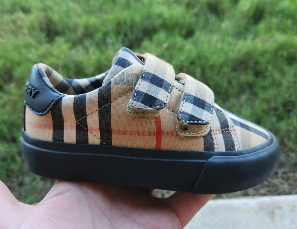 Burberry Markham Check Grip-strap Sneaker Toddler 8C - Image 3 of 4
