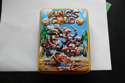 King's Gold Dice Game Tin 5 Pirate Dice- Blue Orange - Complete Game