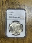 1922 $1 Peace Silver Dollar Coin NGC MS64 90% Silver US Coin