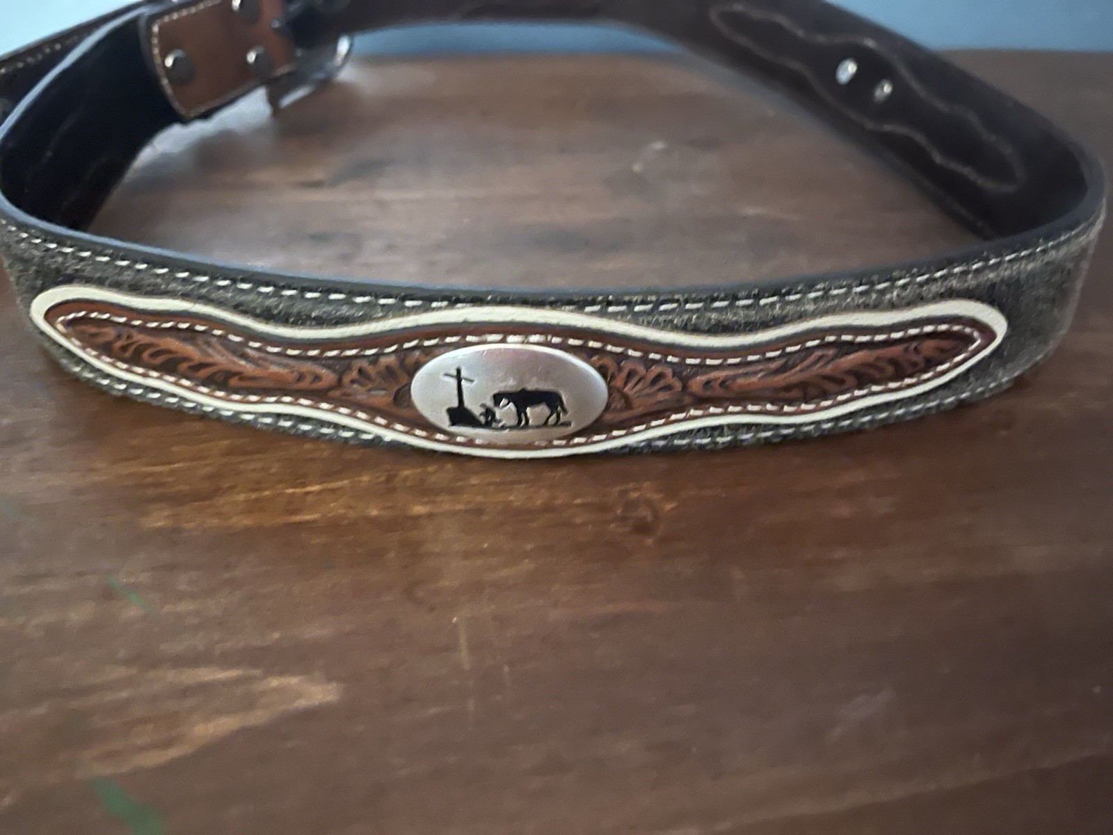 Nocona Belt Co Western Belt Mens Size 36 Brown Leather Silver Tone Medallions