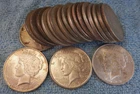 AU Peace Silver Dollars Roll of 20 Coins - 1922, 23,24,25,26