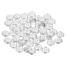 50pcs Plastic Sewing Buttons 11.5mm 4-Hole Round Craft Button, Silver