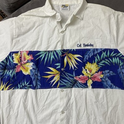 Vintage 80s Velva Sheen University Of California Berkeley Floral Button Shirt XL