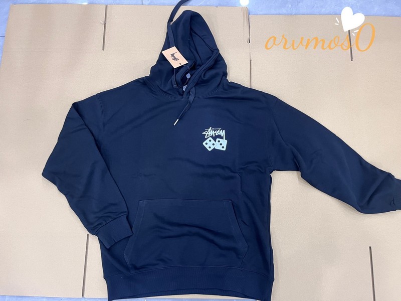 Stussy Men's Classic Black Long-Sleeve Hooded Sweatshirt M
