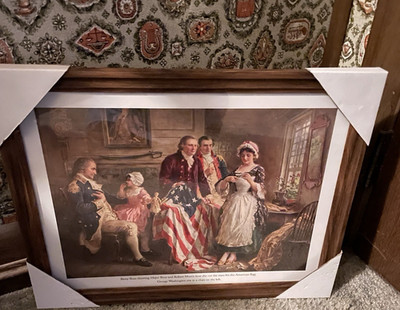 Hobby Lobby Betsy Ross Showing American Flag George Washington Framed Picture
