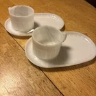 Vintage Fireking Milk glass Snack Plate With Cup Set Of 2