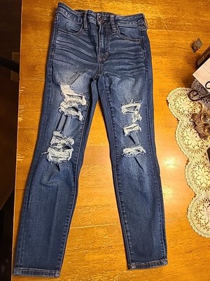 American Eagle High Rise Jegging Distress Stretch Denim Jeans Womens Sz 6 X Shrt