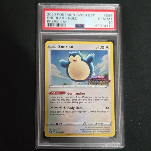 Pokémon Snorlax SWSH068 Sword & Shield Promo Prerelease Holo PSA 10