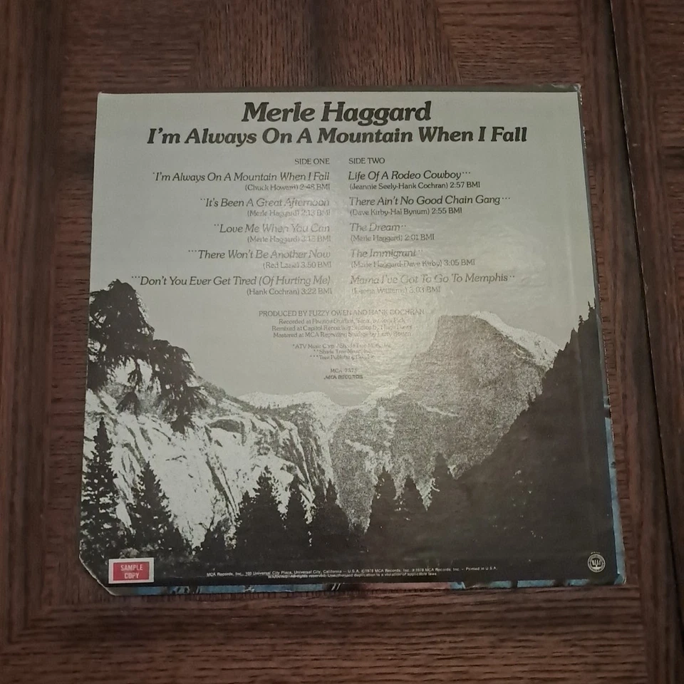 Merle Haggard - I'm Always On A Mountain When I Fall LP 1978 MCA2375 Promo!! VG+ Foto 2 de 4
