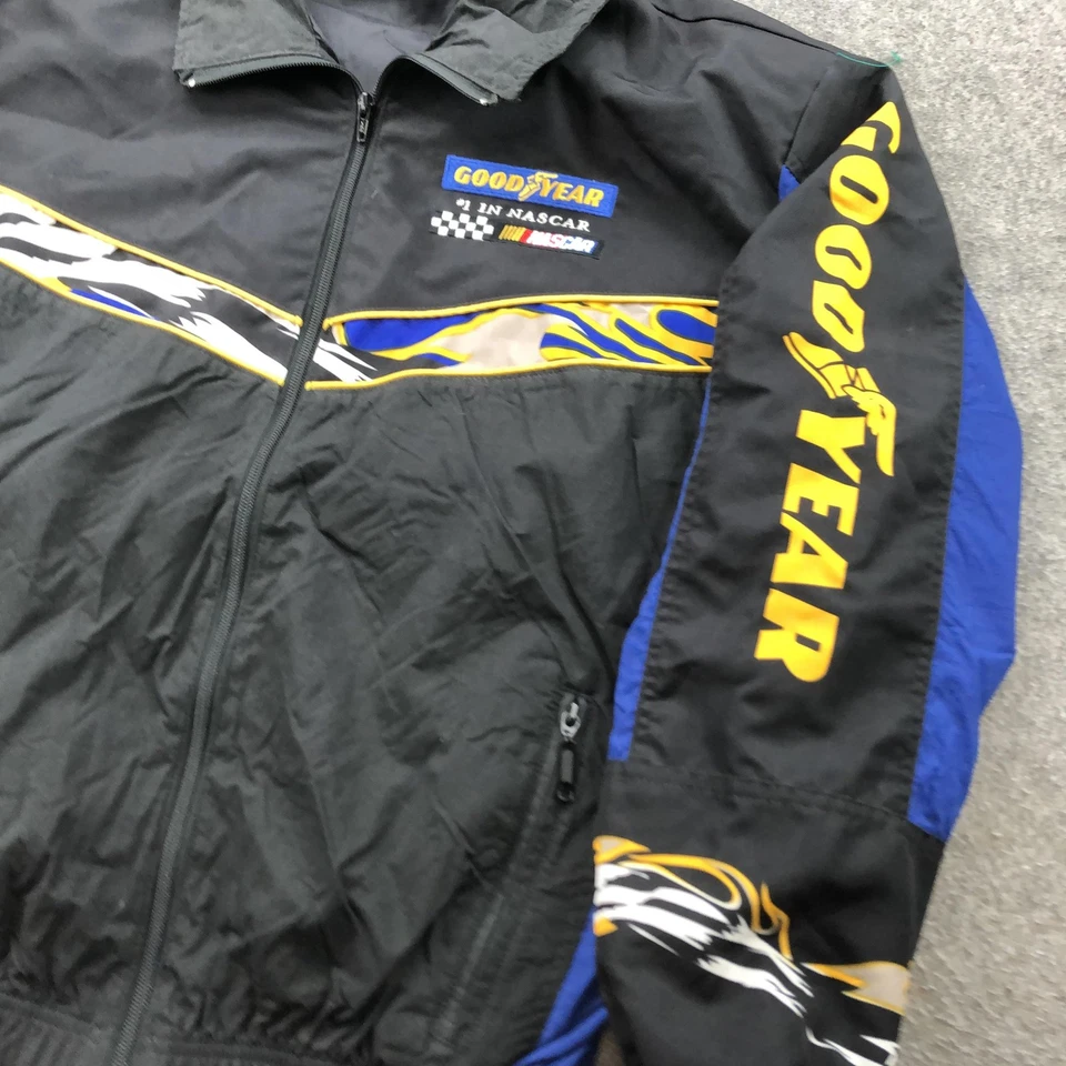 Vintage Nascar Goodyear Jacket Mens Small Black Blue Racing Windbreaker Racing - Image 4 of 4