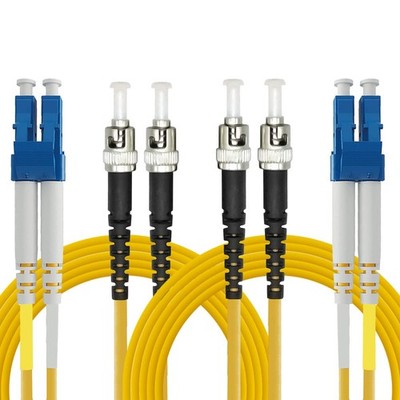 OS1 LC to ST Single Mode Duplex SMF Fiber Optic Patch Cable 9/125um 5m 2 PCS