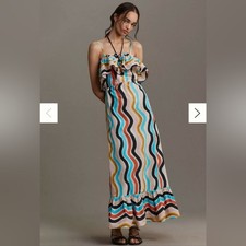 Farm Rio Anthropologie Sleeveless Ruffle Wavy Multicolor Dress Medium