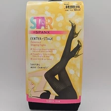 Star Power by SPANX Center Stage Patterned Shaping Tights Black NEW Size A