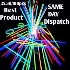 25/50/100PCS 8" Glow Stick Bracelet Neon Color Party Favors Pack with Connectors