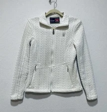 Spyder Jacket Womens Medium Ivory White Major Cable Stryke Fleece Sweater Ski