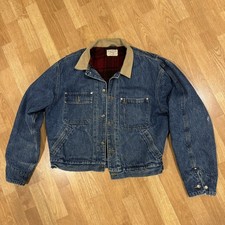 Vintage Polo Ralph Lauren Jacket Women L Denim Trucker Blanket Lined Made in USA