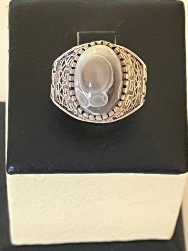 Handmade Men 925 Silver Ring Rare Natural Yemen Aqeeq Agate عقيق يمني سليماني - Picture 5 of 20