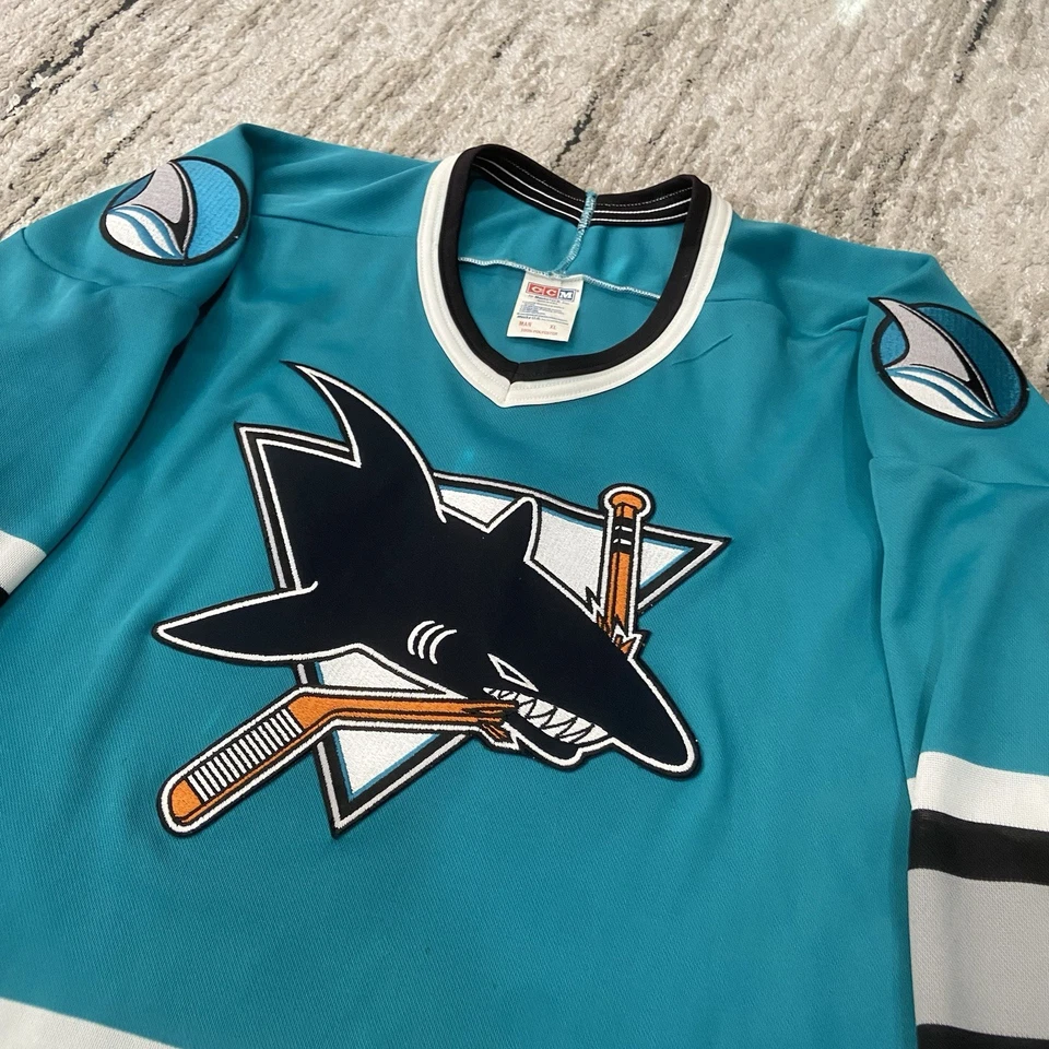 Vintage 90's CCM San Jose Sharks NHL Hockey Jersey Mens Shirt Rare Hype Size XL - Image 3 of 4