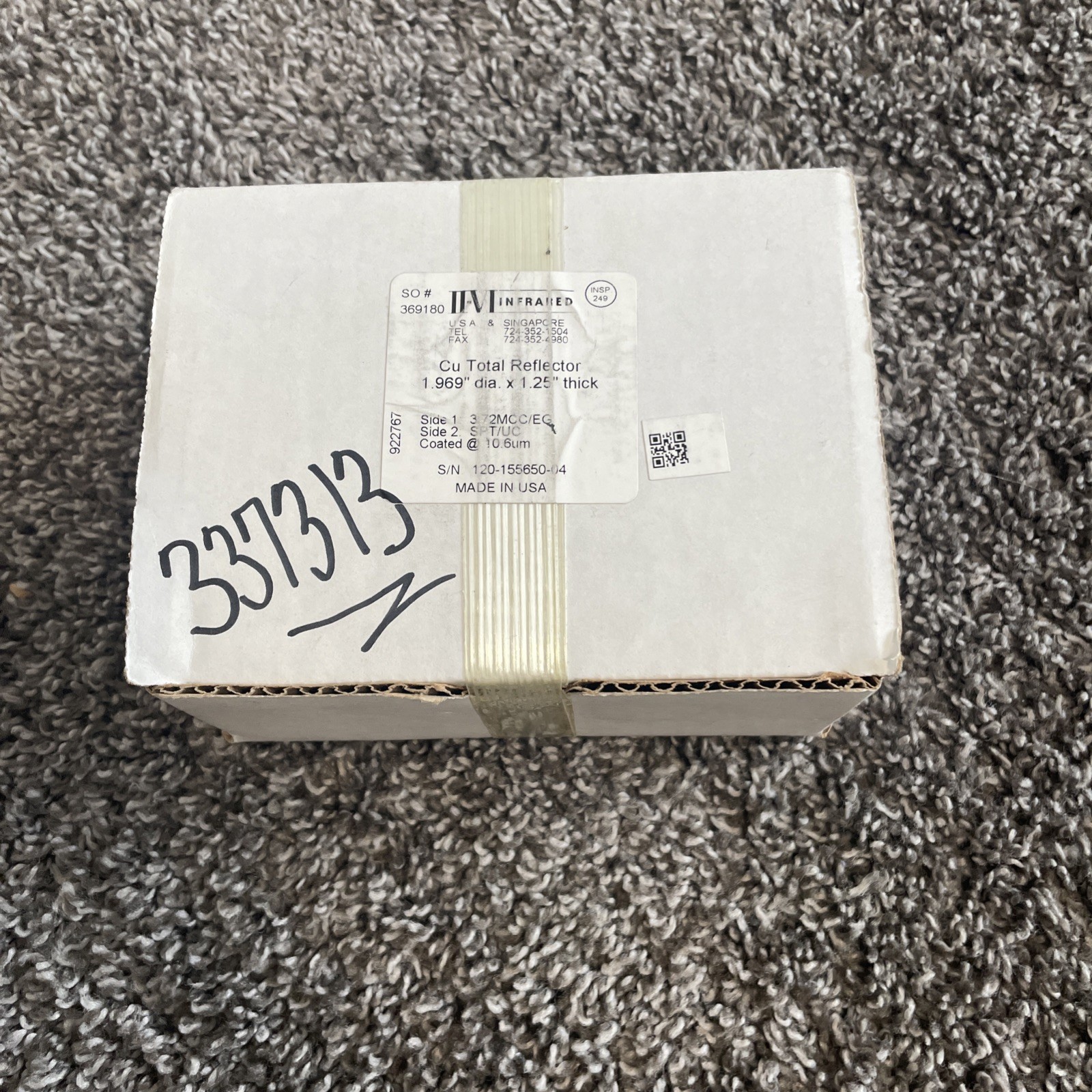 Infrared Inc Cu Total Reflector 1.969” DIA. C 1.25” Thick Side 1 3.72MCC/EG new 
