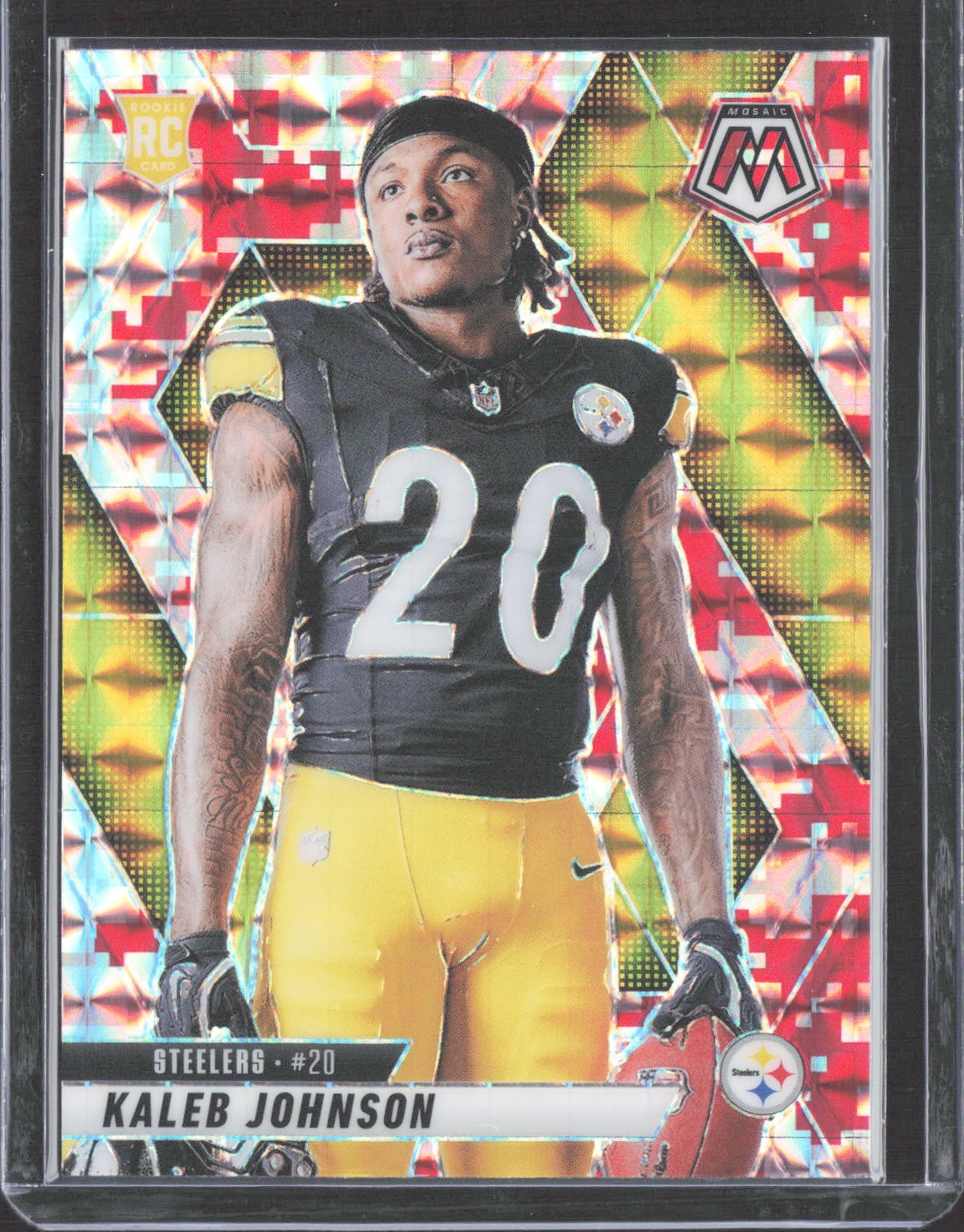 2025 Panini Mosaic #289 Kaleb Johnson Mosaic Camo Red