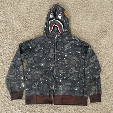 A Bathing Ape Bape Space Camo Shark Full Zip Hoodie WGM Patch Men  s XXL B20 