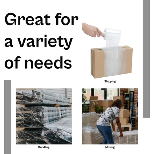 5 Inch x 1000 Feet 12 Rolls Extended Core Stretch Film Shrink Hand Wrap 55 Gauge - Picture 8 of 8
